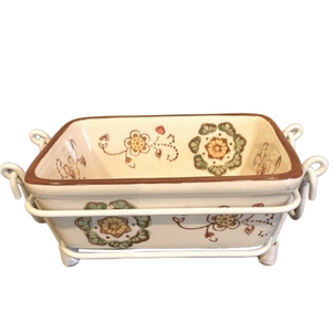 Temptations Baking Dish Paisley 0.5 QT
Rectangle with Metal Stand
